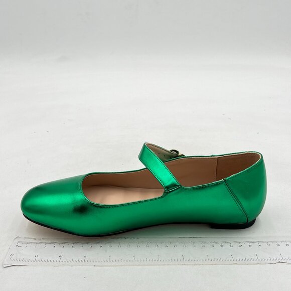 FYS Green Square Toe Low Heel Mary Jane Pumps Flats Ballets Buckled Dress Shoes - Picture 2 of 8